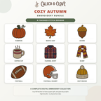 Cozy Autumn machine embroidery bundle with all nine fall designs