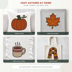 Cozy Autumn embroidery bundle on home decor projects