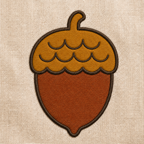 Autumn Acorn realistic embroidery detail closeup