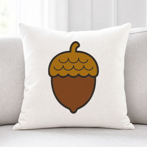 Autumn Acorn machine embroidery design on pillow