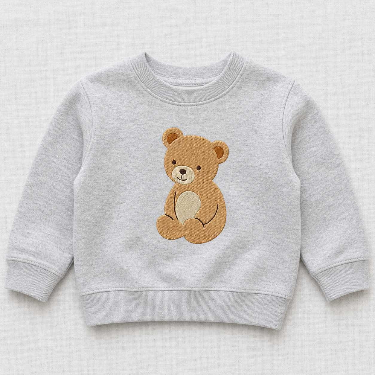 Meadow Baby Bear machine embroidery design on sweatshirt