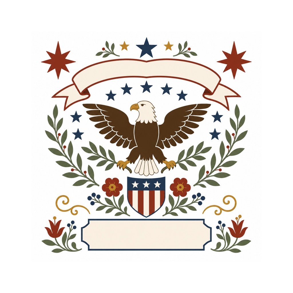 1776-2026 Liberty Sampler clean white artwork preview by Calico & Clove