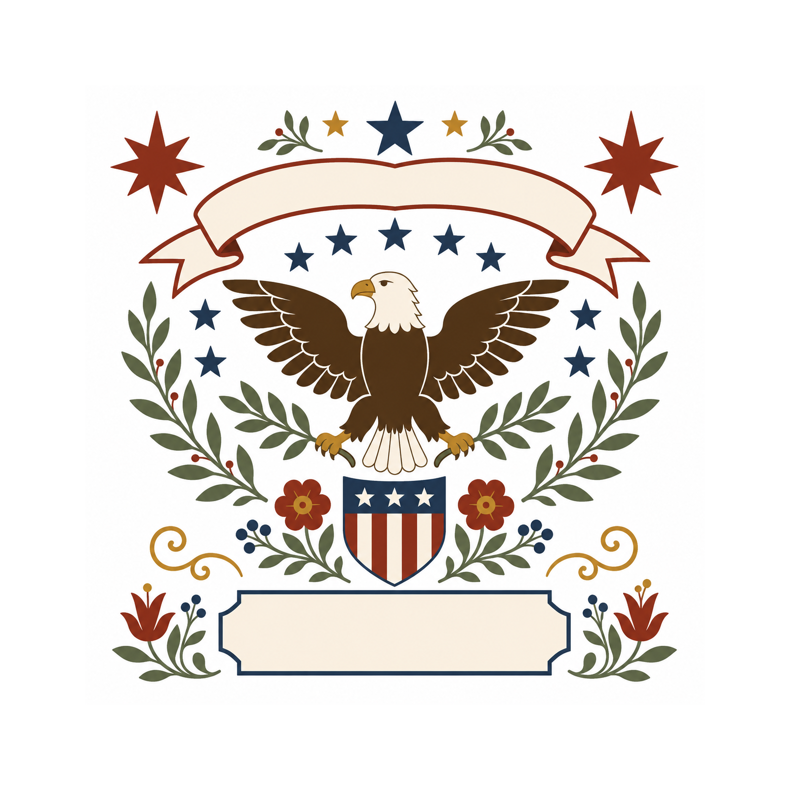 1776-2026 Liberty Sampler clean white artwork preview by Calico & Clove