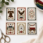 America 250 Postage Stamp Set cross stitch pattern mockup by Calico & Clove