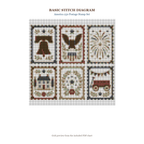 America 250 Postage Stamp Set basic stitch diagram and DMC chart preview