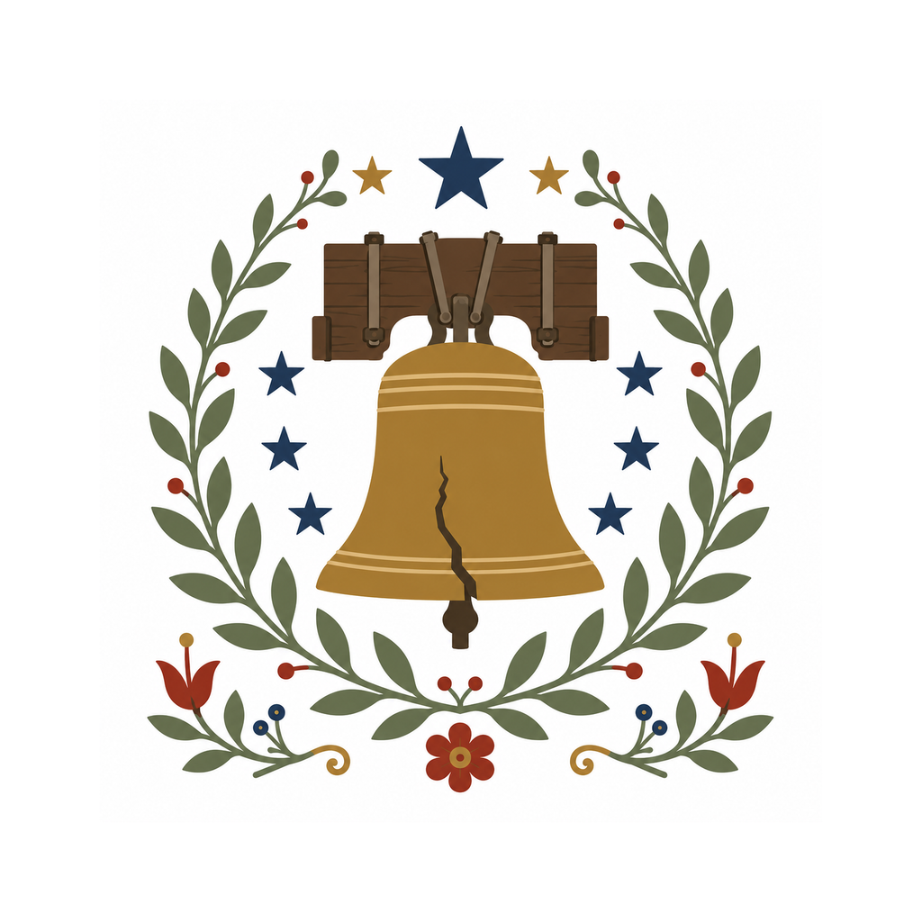 Liberty Bell Wreath clean white artwork preview by Calico & Clove