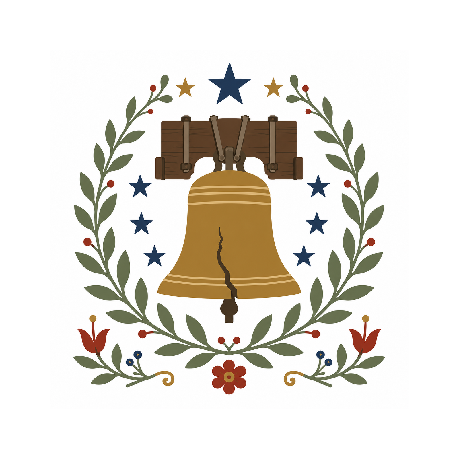 Liberty Bell Wreath clean white artwork preview by Calico & Clove
