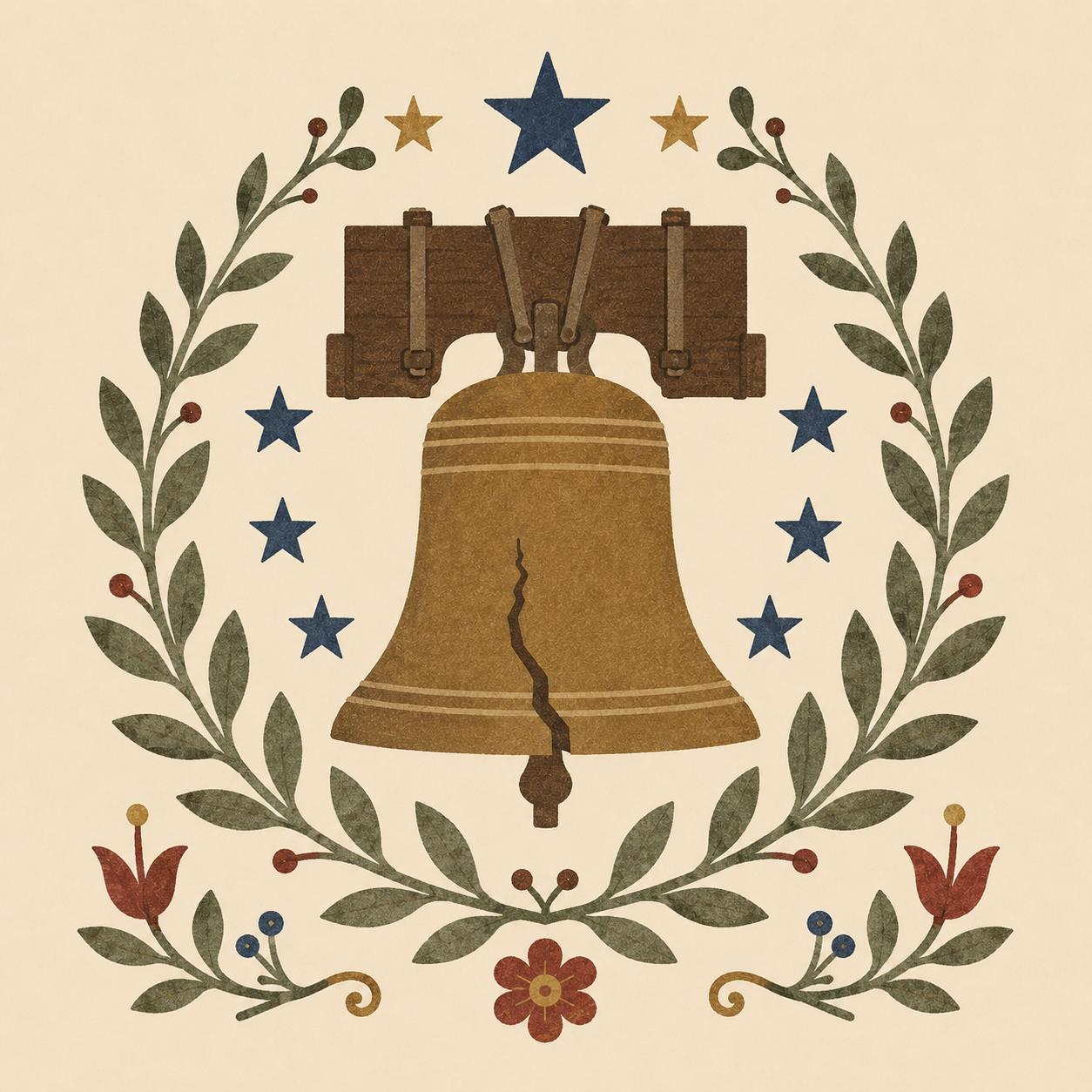 Liberty Bell Wreath Cross Stitch Pattern PDF, Instant Download, DMC Chart