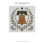 Liberty Bell Wreath basic stitch diagram and DMC chart preview