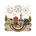 Fireworks Over Small Town clean white artwork preview by Calico & Clove