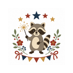 Sparkler Raccoon Mini clean white artwork preview by Calico & Clove