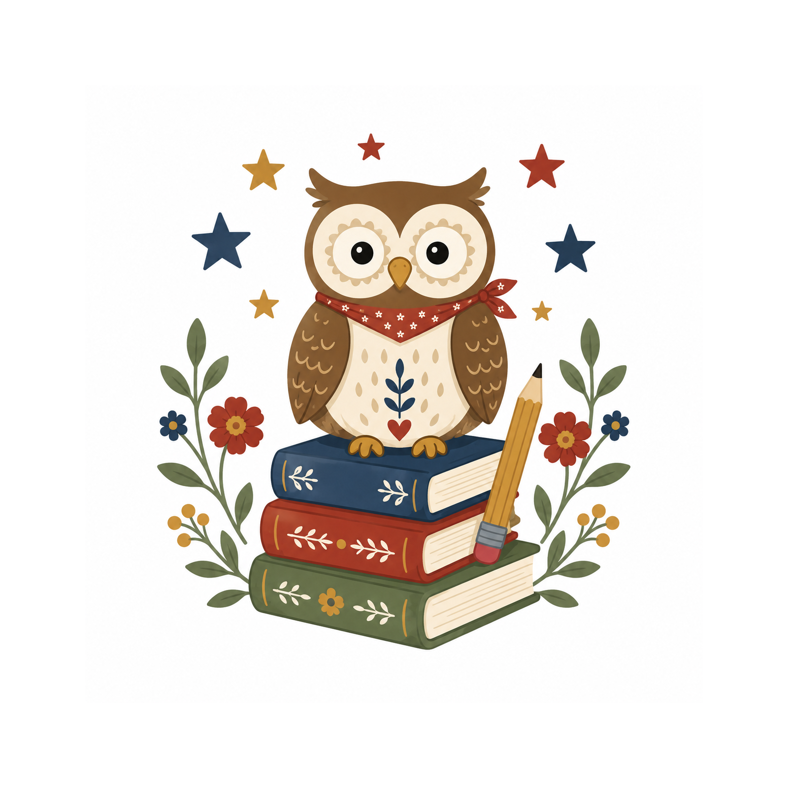 Storybook Owl Mini cross stitch PDF pattern artwork with 80 x 80 and 160 x 160 chart sizes by Calico & Clove