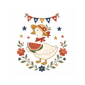 Summer Picnic Goose Mini cross stitch PDF pattern artwork with 80 x 80 and 160 x 160 chart sizes by Calico & Clove