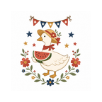 Summer Picnic Goose Mini cross stitch PDF pattern artwork with 80 x 80 and 160 x 160 chart sizes by Calico & Clove