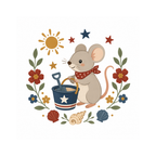 Seaside Mouse Mini cross stitch PDF pattern artwork with 80 x 80 and 160 x 160 chart sizes by Calico & Clove