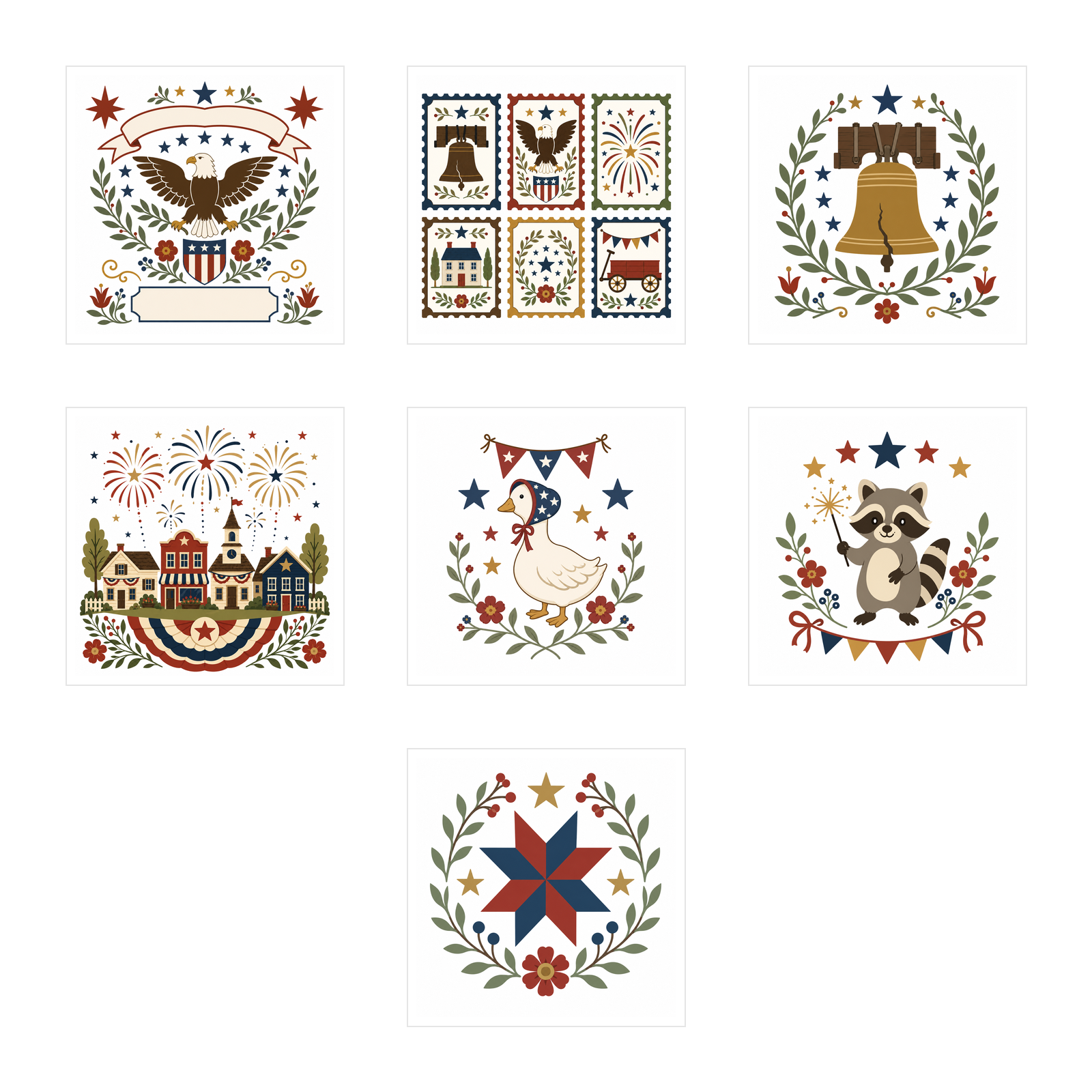 America 250 Starter Bundle clean white artwork preview collage by Calico & Clove