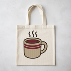 Autumn Coffee Cup machine embroidery design on tote bag