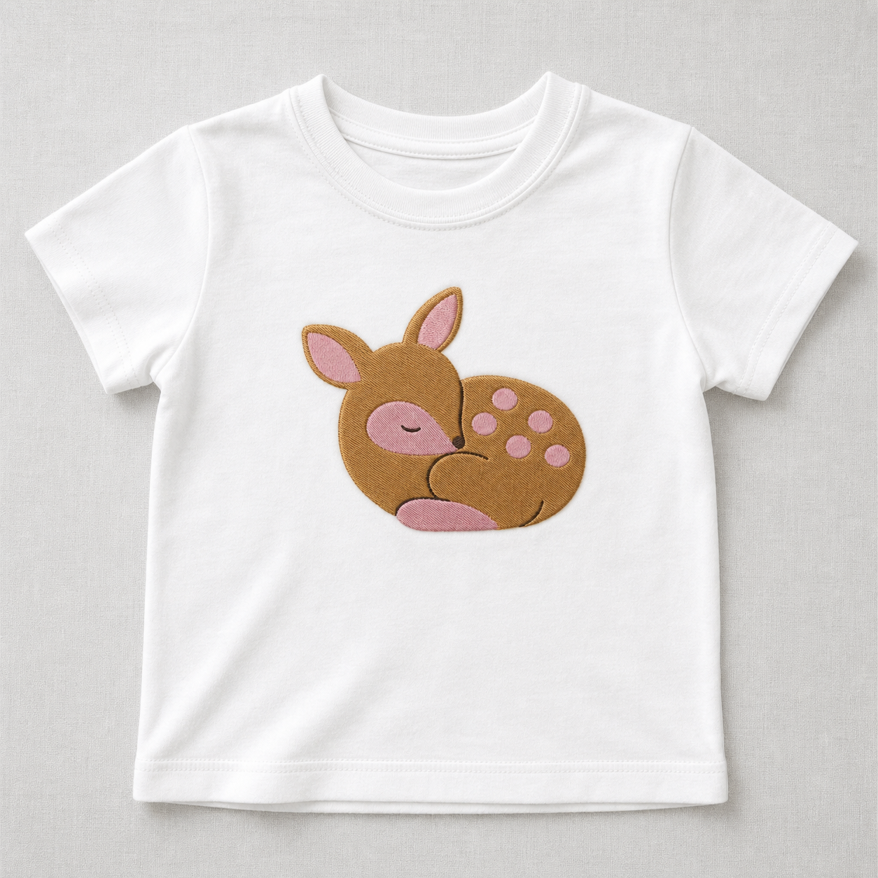 Meadow Baby Deer machine embroidery design on t-shirt