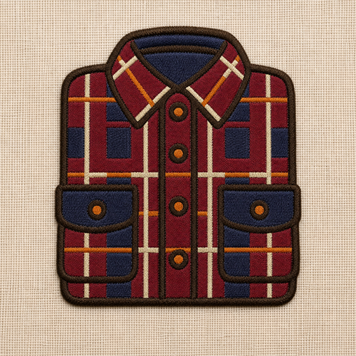 Autumn Flannel Shirt realistic embroidery detail closeup