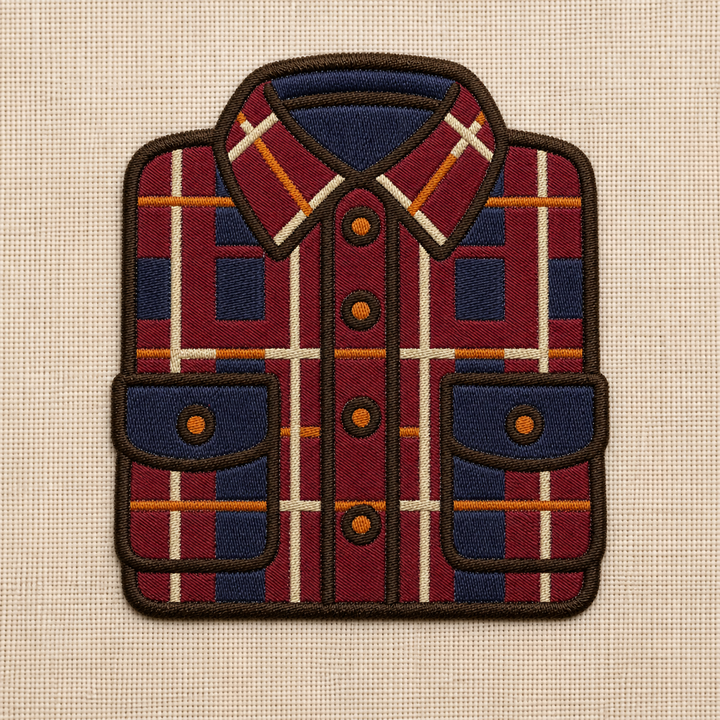 Autumn Flannel Shirt realistic embroidery detail closeup