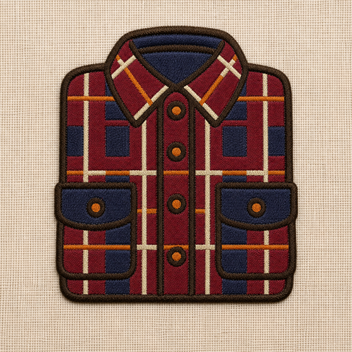 Cozy Autumn bundle — Autumn Flannel Shirt embroidery detail closeup