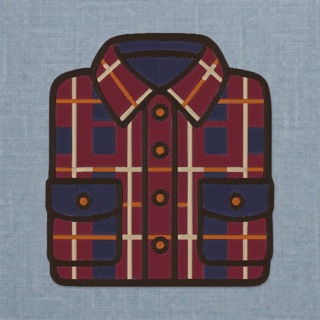 Autumn Flannel Shirt machine embroidery design stitch preview