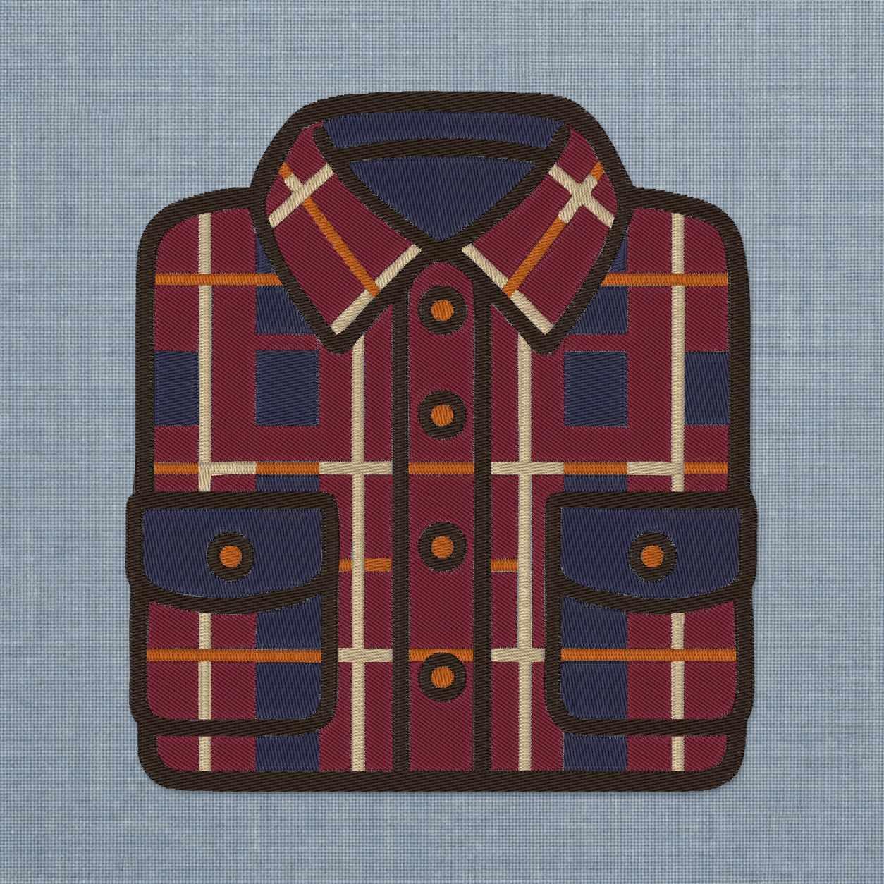 Autumn Flannel Shirt machine embroidery design stitch preview