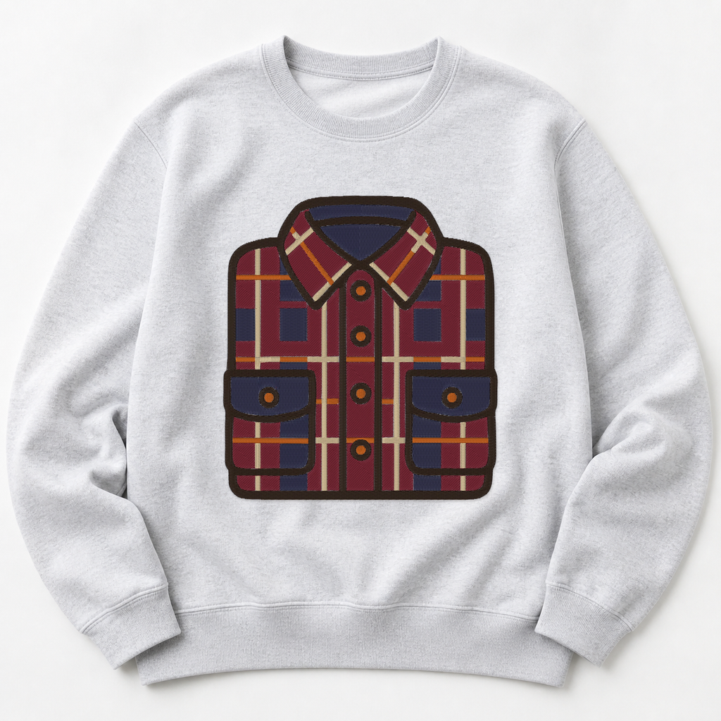 Autumn Flannel Shirt machine embroidery design on sweatshirt