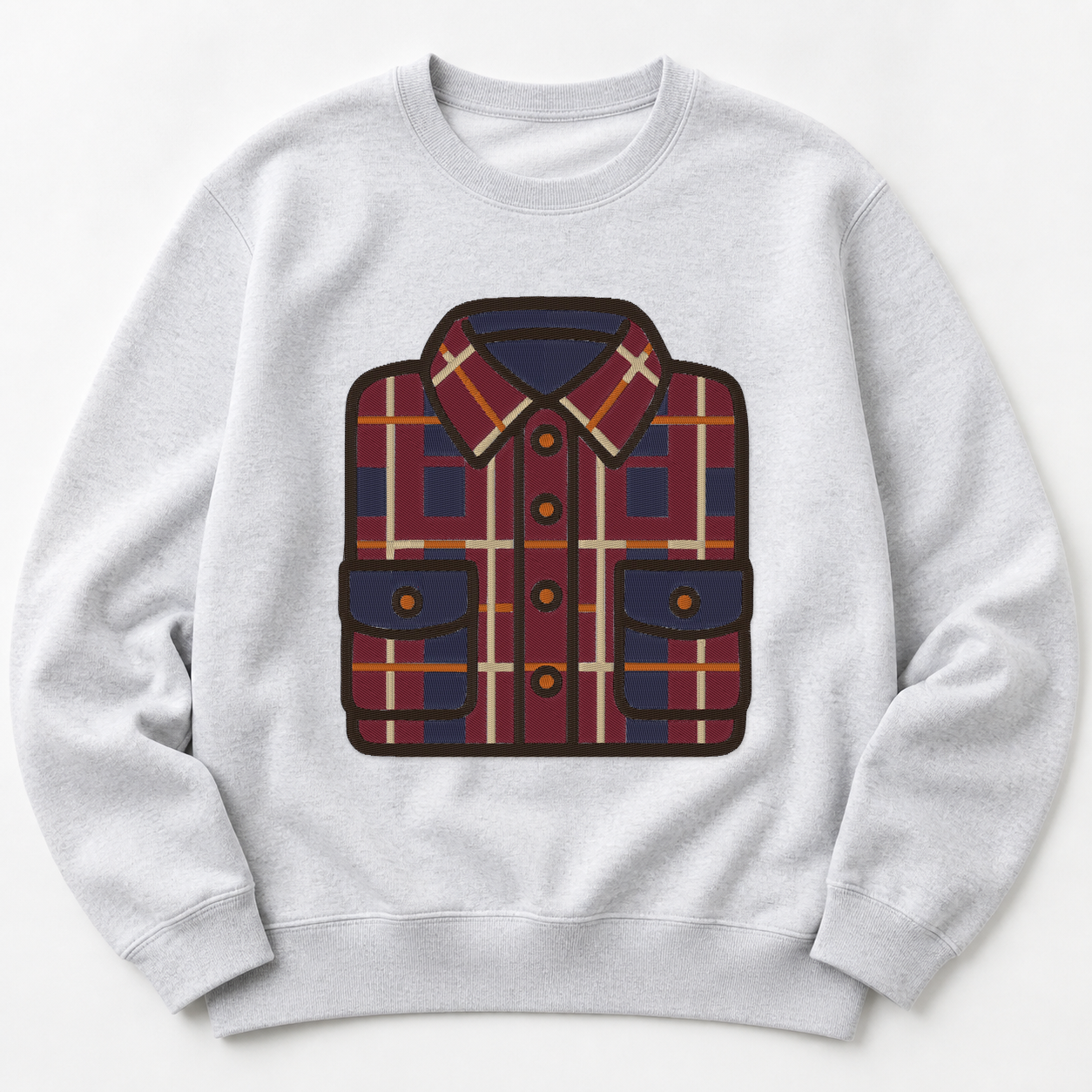 Autumn Flannel Shirt machine embroidery design on sweatshirt