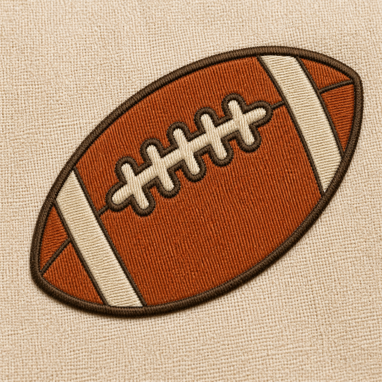 Autumn Football realistic embroidery detail closeup
