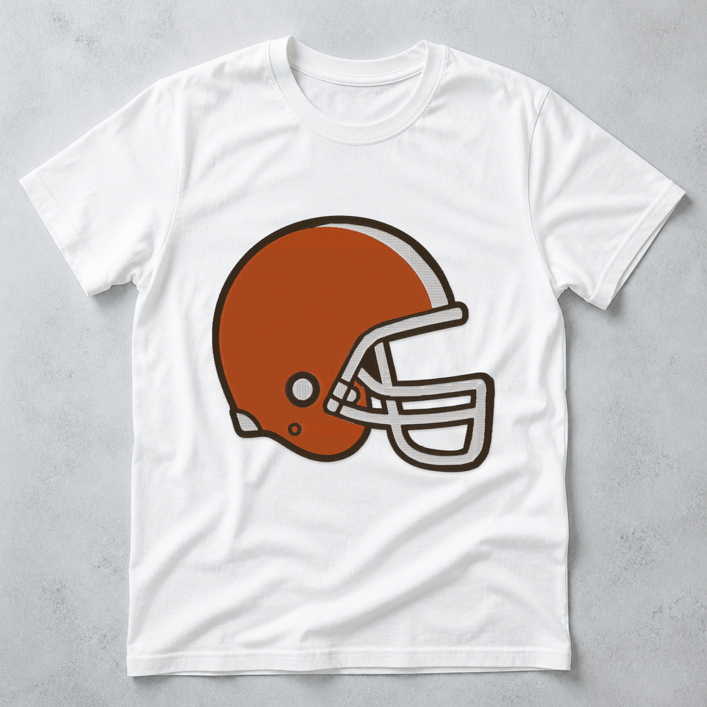 Autumn Football Helmet machine embroidery design on T-shirt