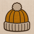 Autumn Knit Beanie realistic embroidery detail closeup