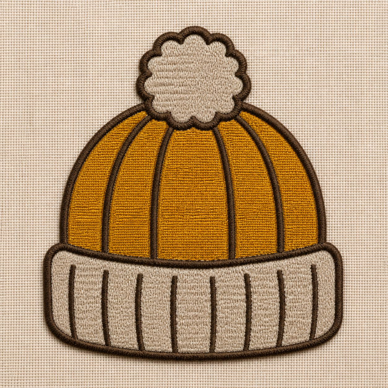 Autumn Knit Beanie realistic embroidery detail closeup