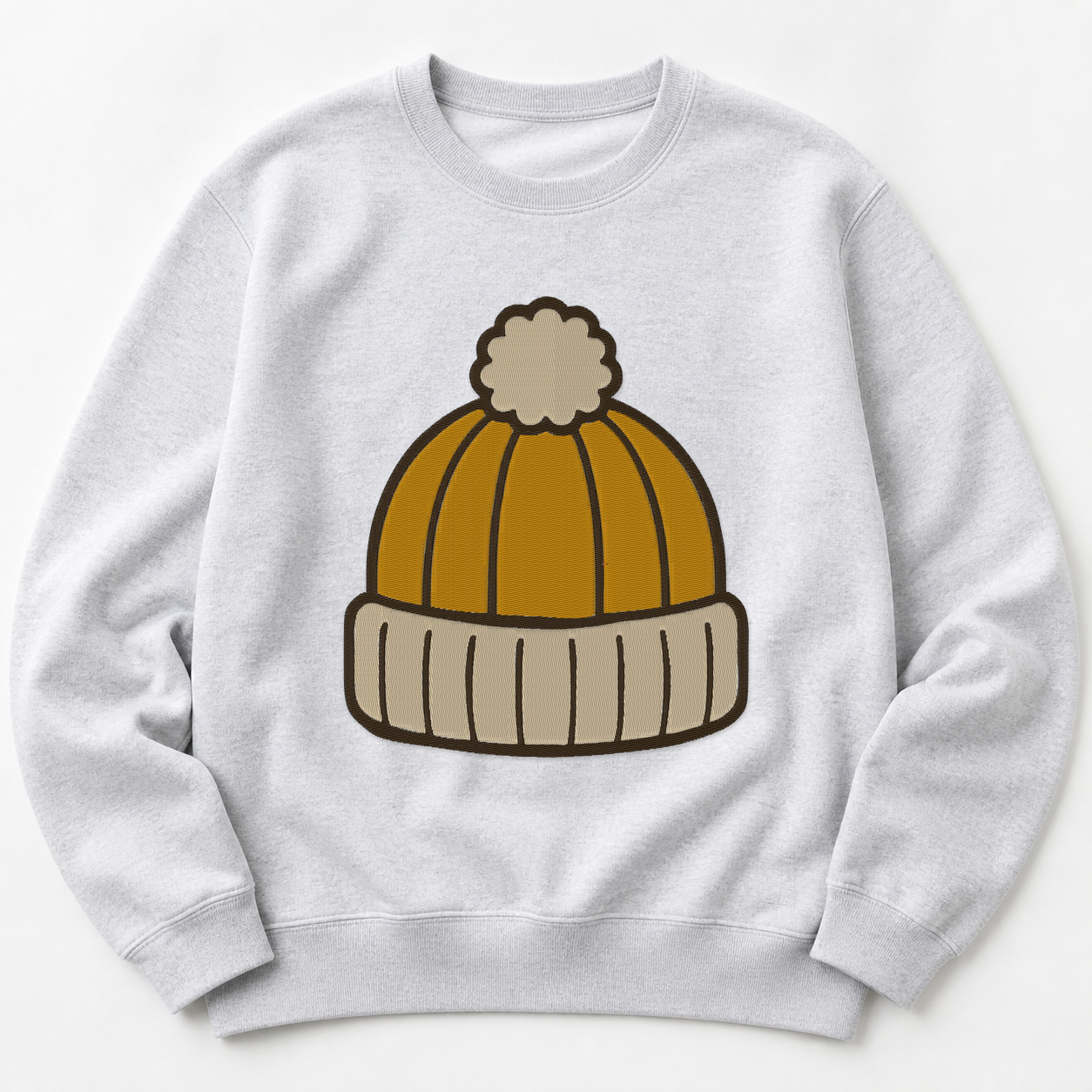 Autumn Knit Beanie machine embroidery design on sweatshirt