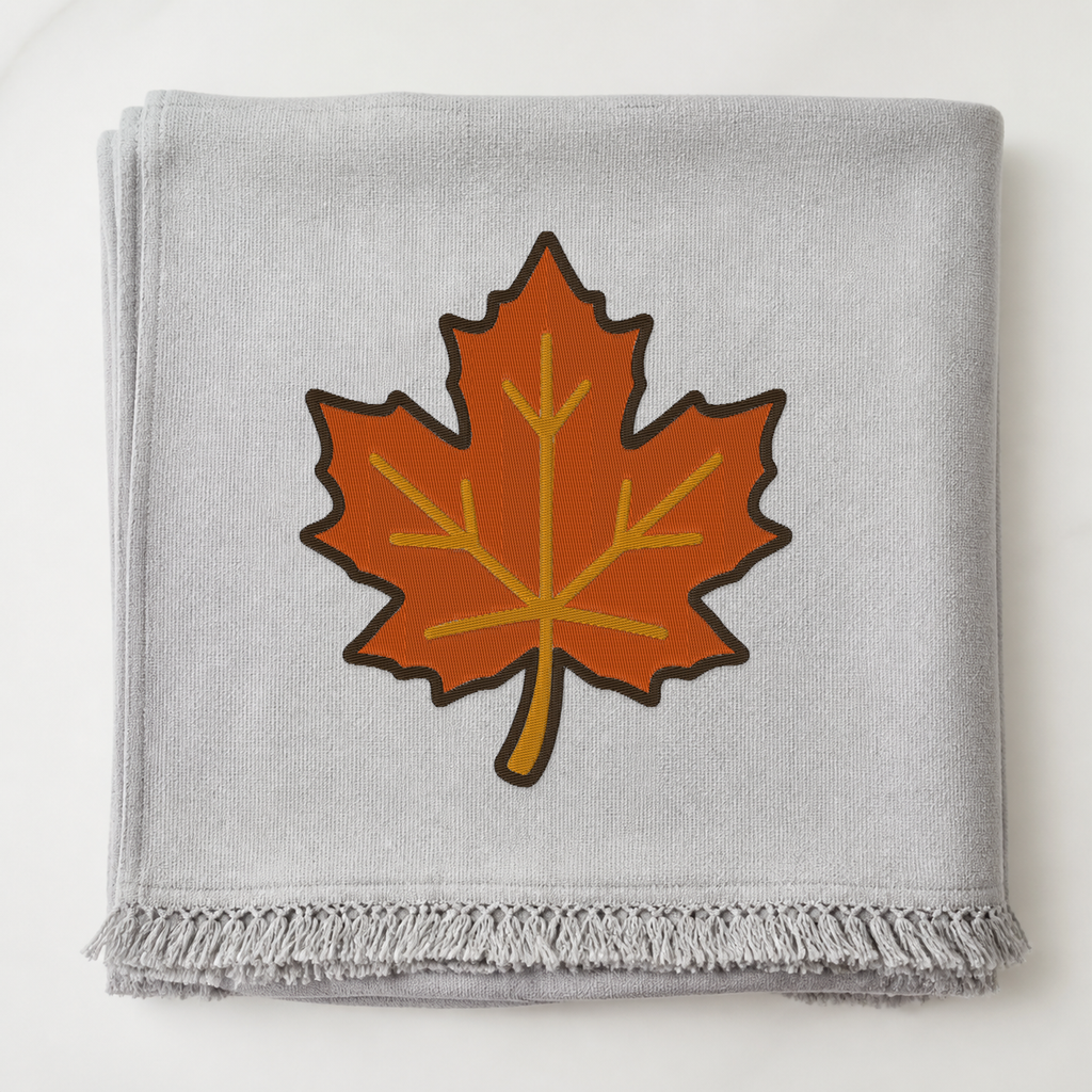 Autumn Maple Leaf machine embroidery design on blanket
