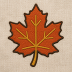 Autumn Maple Leaf realistic embroidery detail closeup