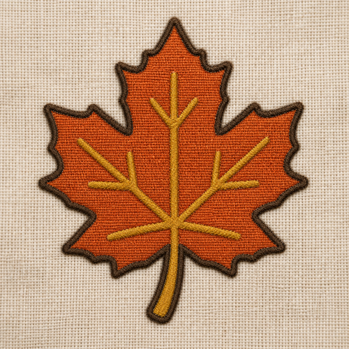 Autumn Maple Leaf realistic embroidery detail closeup