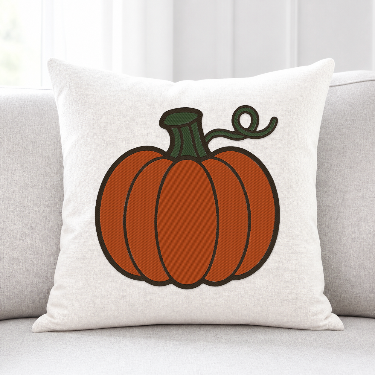 Autumn Pumpkin machine embroidery design on pillow