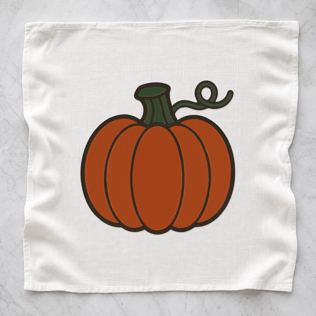Autumn Pumpkin machine embroidery design on tea towel
