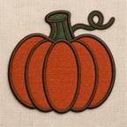 Autumn Pumpkin machine embroidery design stitched on cream fabric