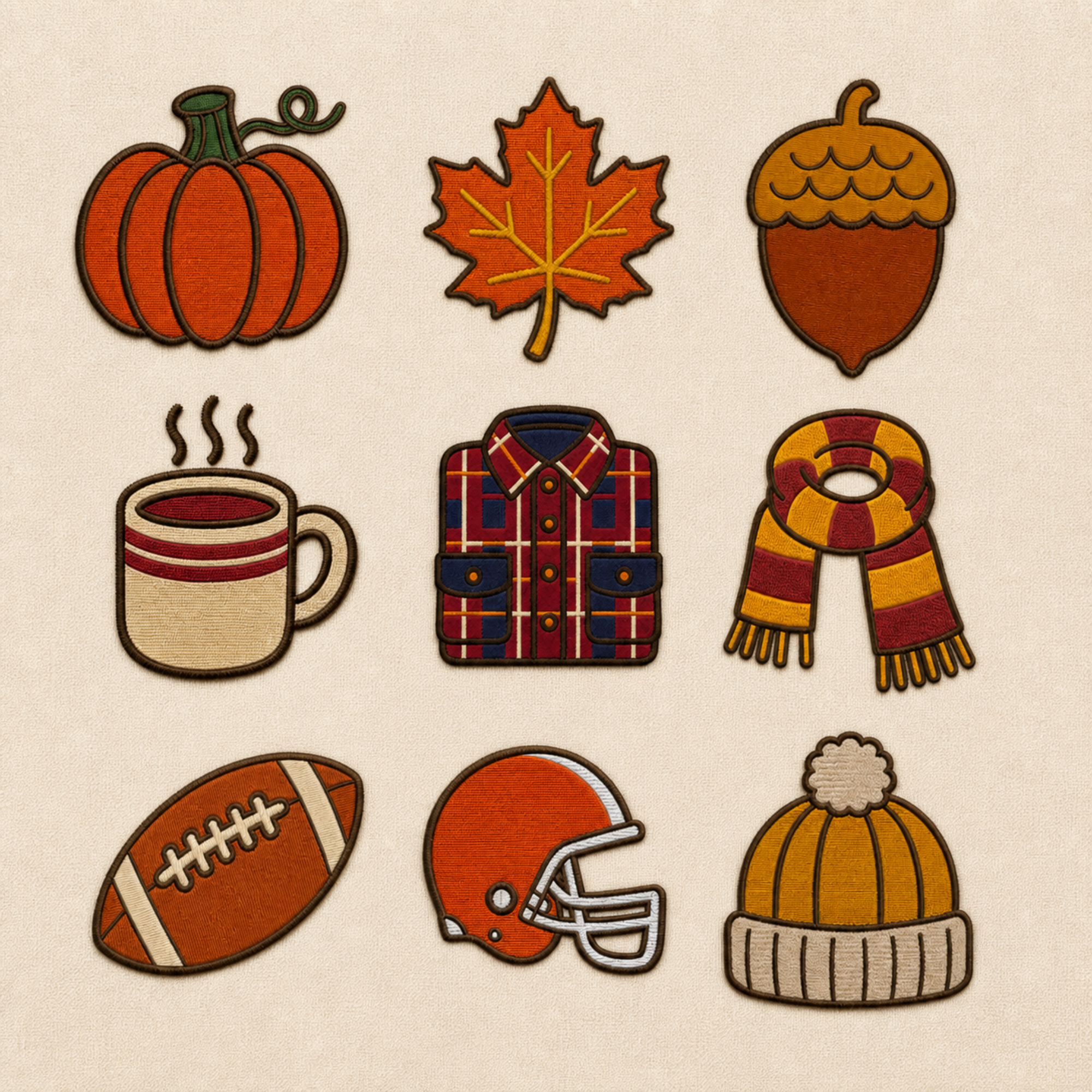 Cozy Autumn machine embroidery bundle with all nine fall designs