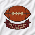 This Is My Football Watching Shirt white shirt embroidery closeup