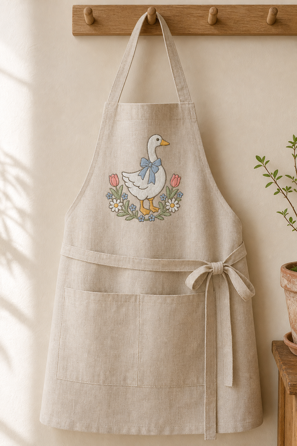 Goose Garden Blue Ribbon Machine Embroidery Design, Instant Download product mockup
