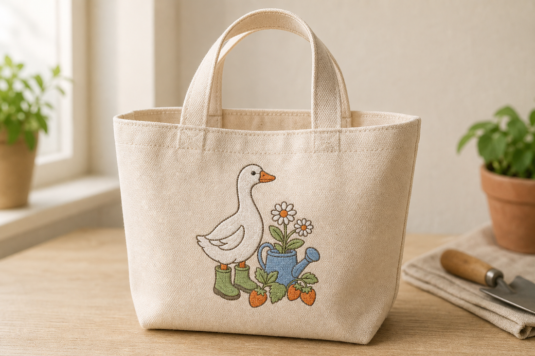 Goose Garden Boots and Watering Can Machine Embroidery Design, Instant Download product mockup