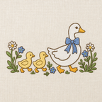 Goose Garden Mother and Goslings Machine Embroidery Design, Instant Download embroidery close-up