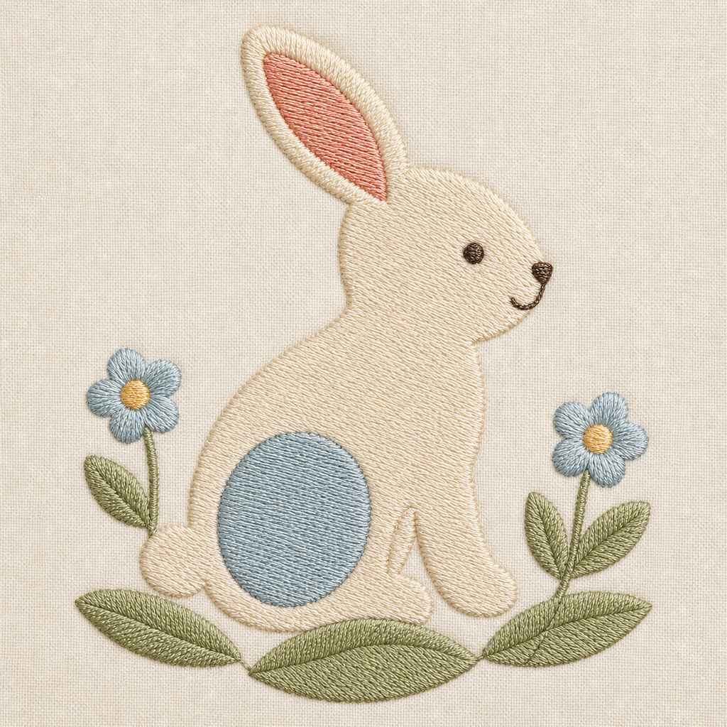 Meadow Baby Bunny Machine Embroidery Design, Instant Download embroidery close-up