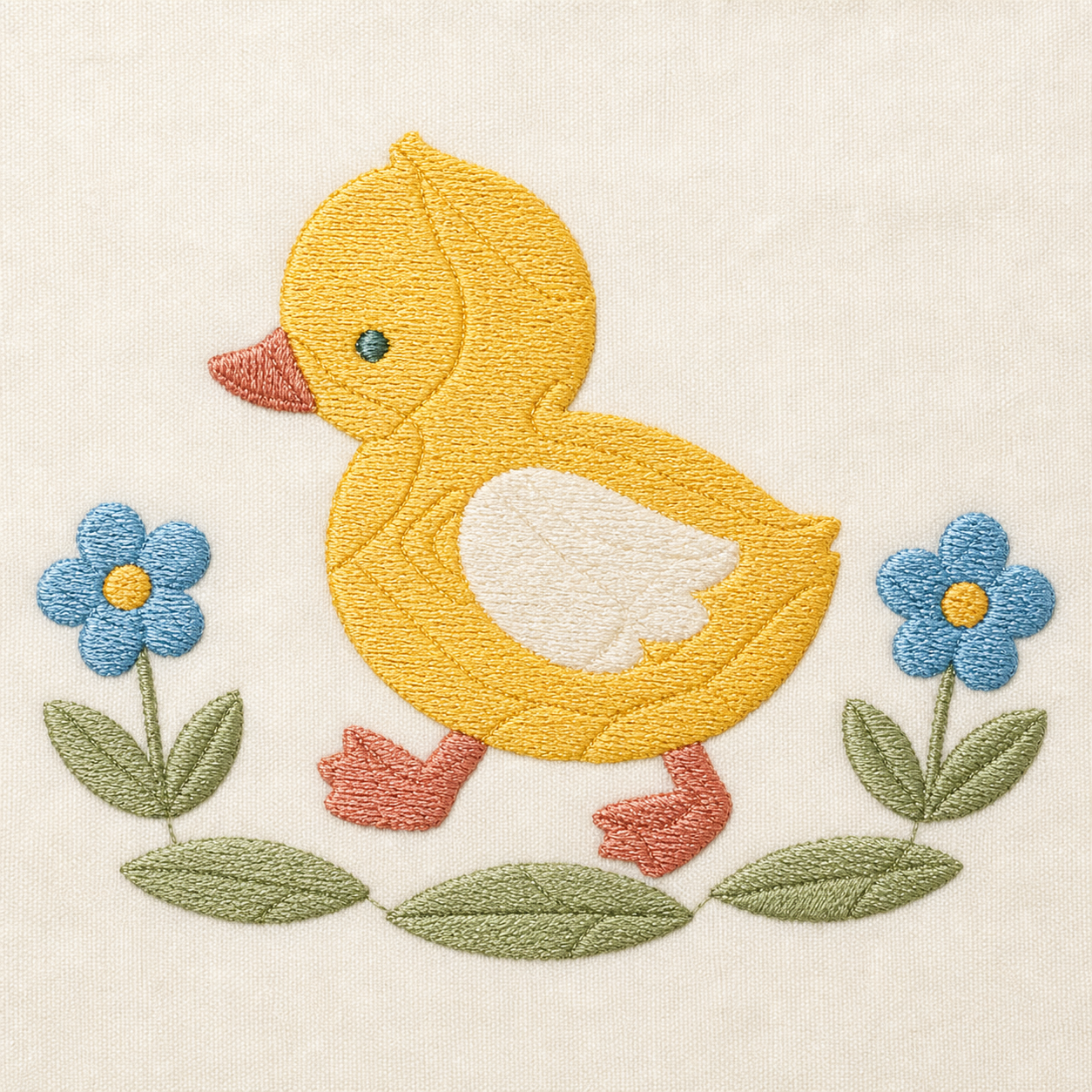 Meadow Baby Duckling Machine Embroidery Design, Instant Download embroidery close-up