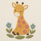 Meadow Baby Giraffe Machine Embroidery Design, Instant Download embroidery close-up