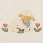 Meadow Baby Lamb Machine Embroidery Design, Instant Download embroidery close-up