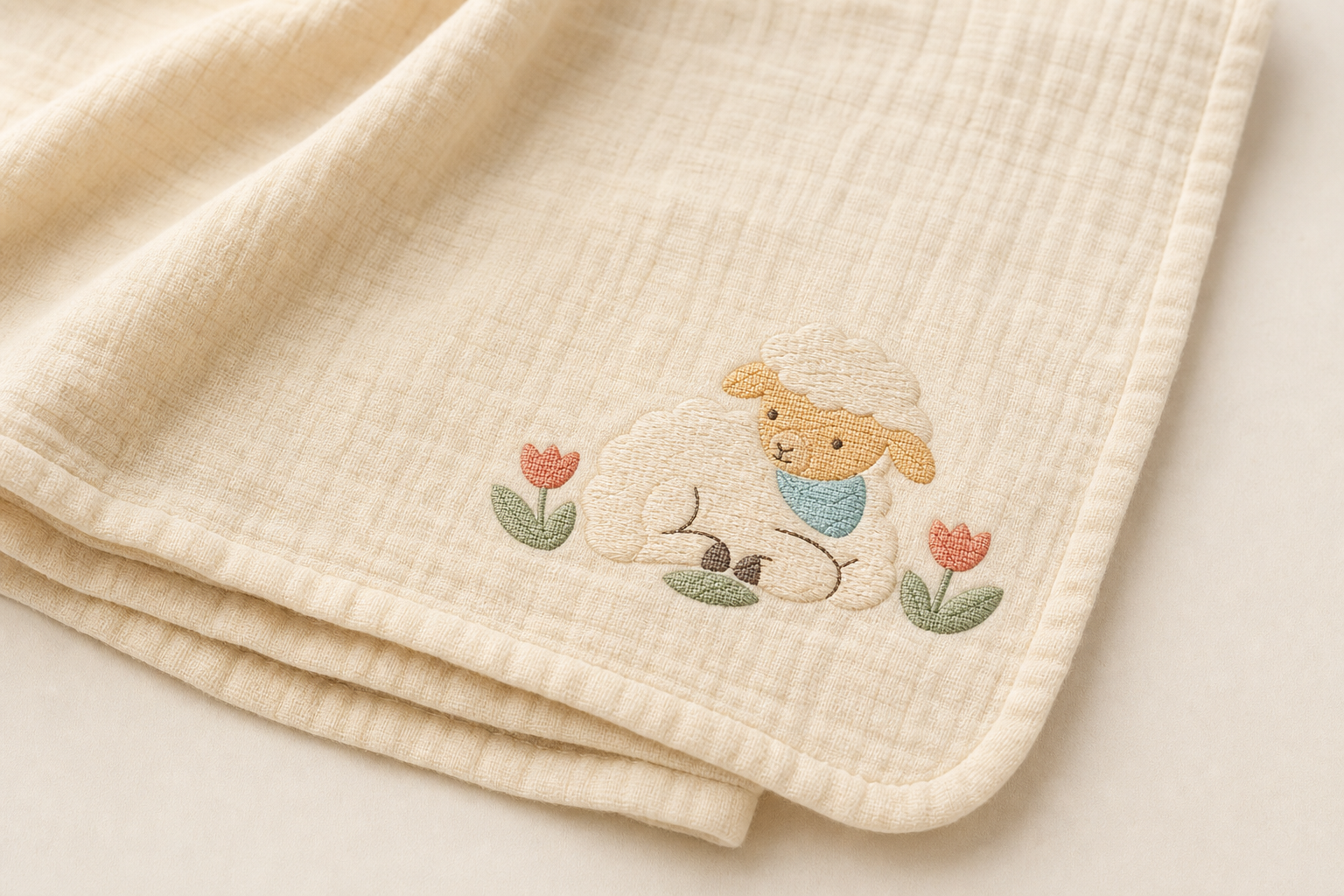 Meadow Baby Lamb Machine Embroidery Design, Instant Download product mockup